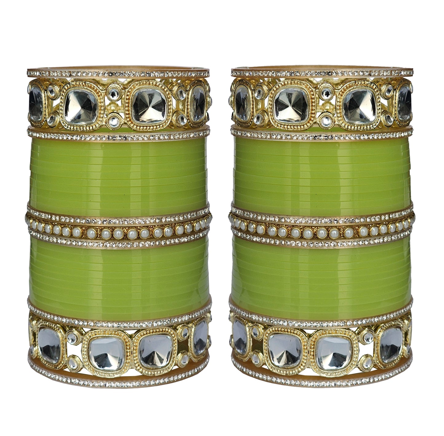 Mehpriye Royal Green Bridal Bangles with Intricate Stone Work