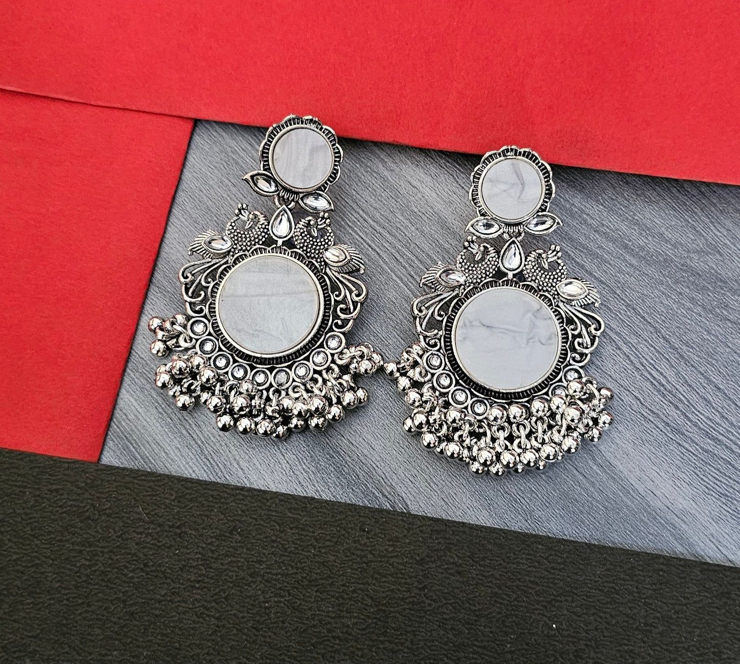 Mehpriye Oxidized Silver Tribal Jhumka Earrings