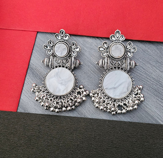 Mehpriye Oxidized Silver Tribal Jhumka Earrings