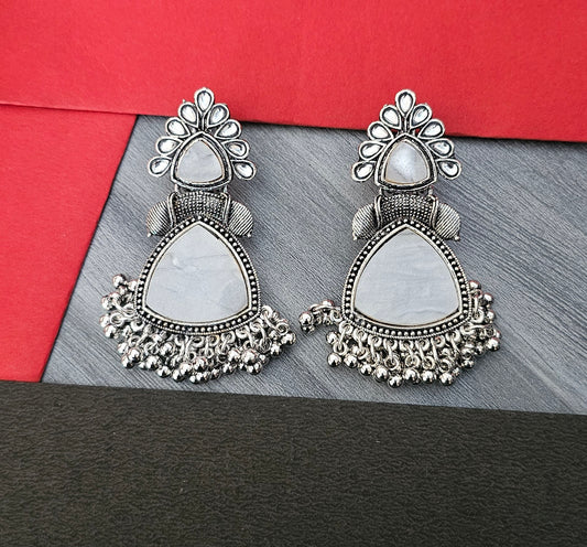 Mehpriye Oxidized Silver Tribal Jhumka Earrings